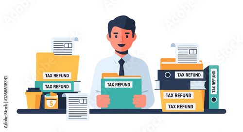 Tax Processing Professional Holding Financial Documents for Calculation and Approval Perfectly