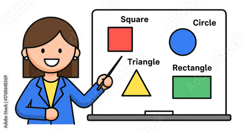 Teacher Demonstrating Basic Geometric Shapes and Fundamentals of Geometry