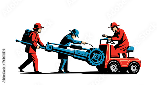 Unusual Collective In Action: A Group Effort Of People On A Unique Technological Creation