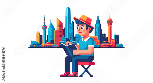 Urban Sketcher Capturing Metropolis: An Artistic Visualization of City Life