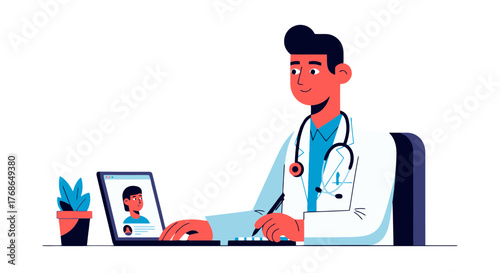 Telemedicine Concept Illustrating Doctor Consultation And Modern Medical Healthcare Services