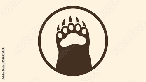 Bear paw print in a circle simple vector illustration perfect for logo design and wildlife conservation projects