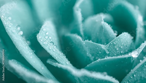 Teal Floral Cascade. A Study in Texture, Water Droplets, and Gradient Cyan Hues.