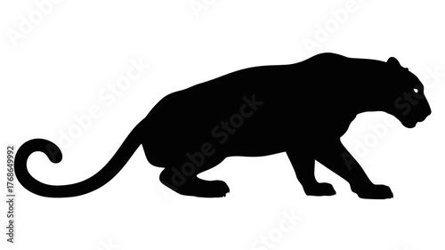 Black panther silhouette stalking pose vector illustration isolated on white background