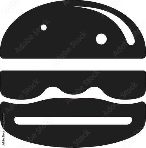 A silhouette style hamburger logo design icon vector illustration on a white background
