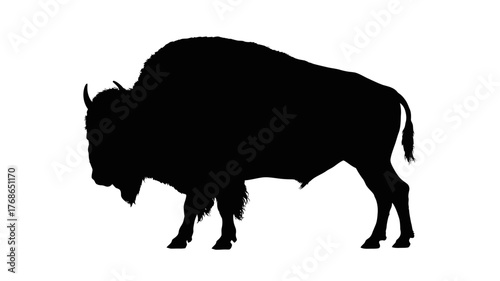 Silhouette of a bison vector illustration of wild animal isolated on white background for logo design and wildlife concepts