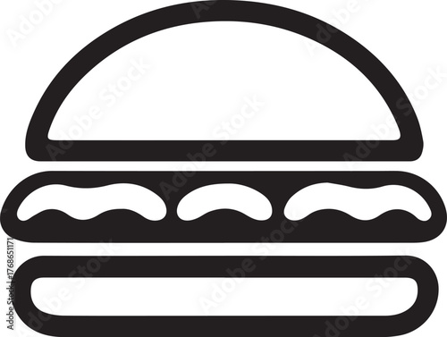 A silhouette style hamburger logo design icon vector illustration on a white background
