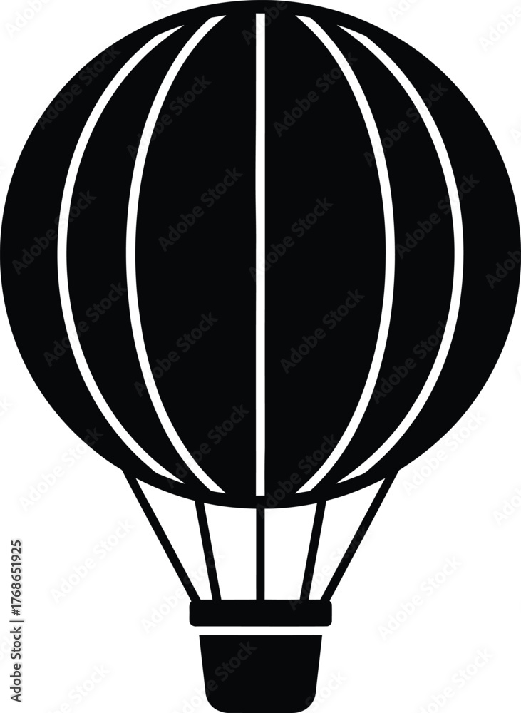 Fototapeta premium Simple black silhouette of a hot air balloon