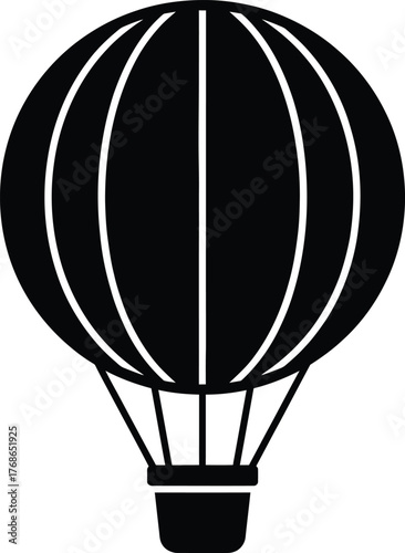 Simple black silhouette of a hot air balloon