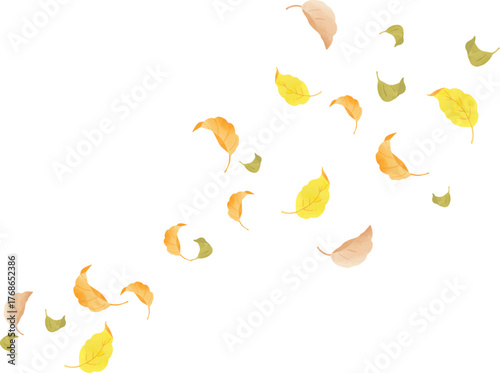 風に舞う落ち葉の背景イラスト