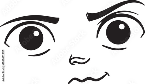 A cartoon face with big eyes silhouette