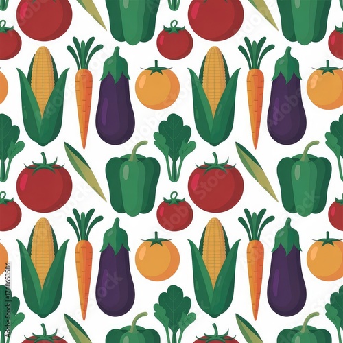 Colorful vector summer seamless pattern with fruits illustration isolated on white background
