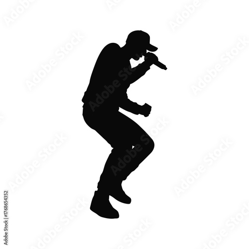 Male Rappers Silhouette Performing on Stage with Energy