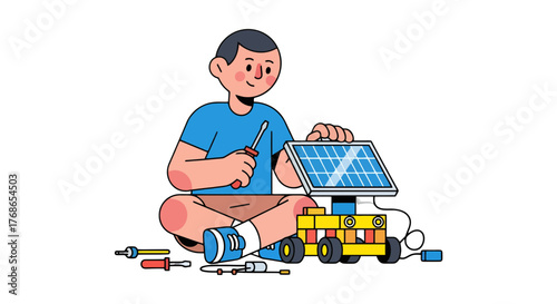 Young Inventor Assembles Solar Energy Prototype, Promoting Sustainable Technology