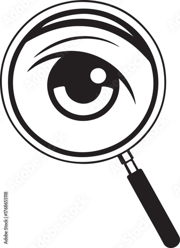 a magnifying glass with an eye inside silhouette