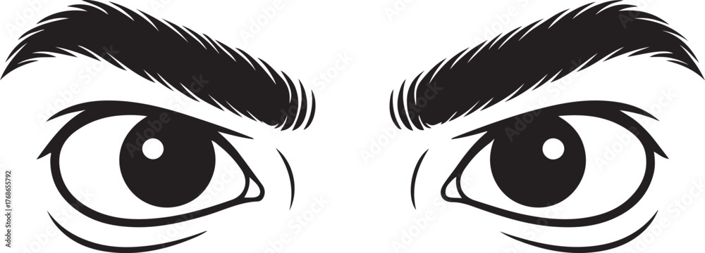 Fototapeta premium silhouette of cartoon face and big eyes