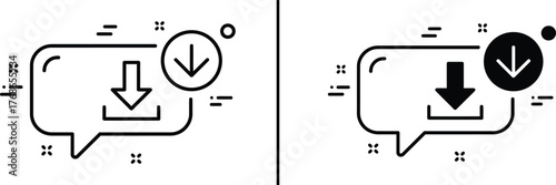 Download Icon : This image shows download icon in both outline and solid forms, perfectly symbolizing content delivery and information acquisition in the digital age. 