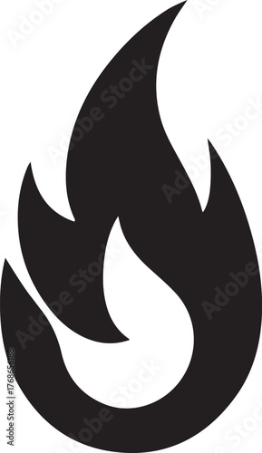 A fire flame silhouette style flat and minimal vector icon design illustration on a white background.

