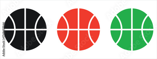 Dynamic Basketball Icon Logo Set Vector Illustration. Ideal for Sports Teams, Leagues, Tournaments, Athletic Apps, and Fitness Branding.