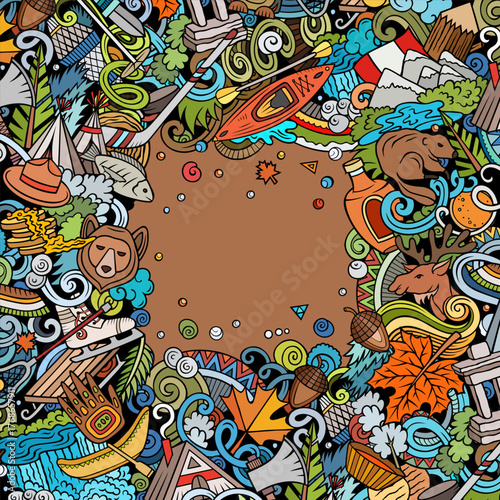 Canada cartoon doodle illustration. Funny Canadian border.