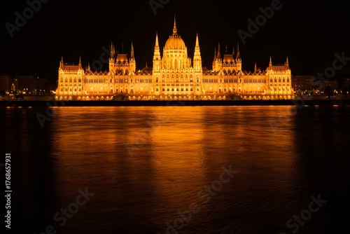 Hungarian Parliament Building in night