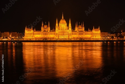 Hungarian Parliament Building during night
