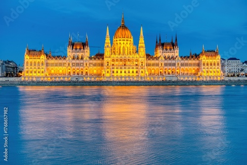 Hungarian Parliament Building during sunset