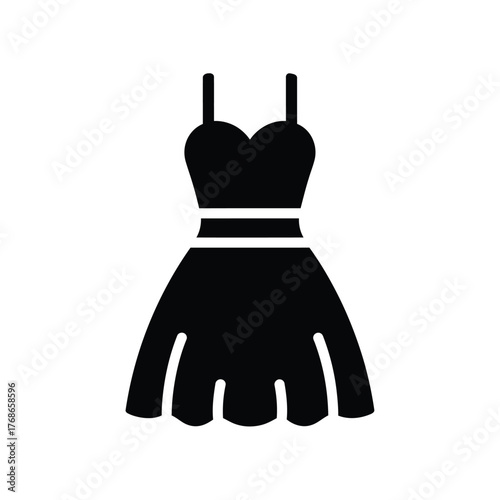 Black silhouette of a flirty strapless mini dress icon for fashion and design silhouette