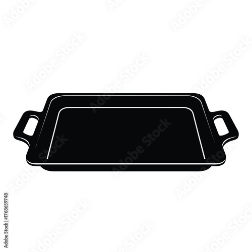 Classic rectangular griddle pan with handles for cooking and kitchen use silhouette