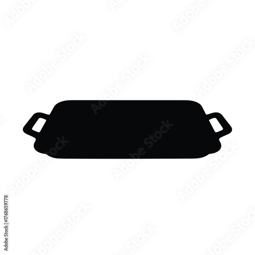 Flat griddle pan with handles kitchen cooking utensil simple icon silhouette