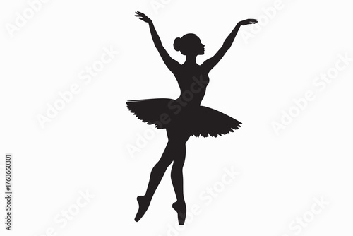 Minimalist Ballet Dancer Silhouette with White Background