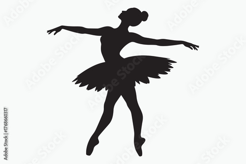 Minimalist Ballet Dancer Silhouette with White Background
