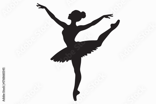 Minimalist Ballet Dancer Silhouette with White Background