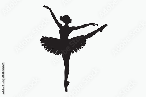 Minimalist Ballet Dancer Silhouette with White Background