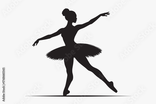 Minimalist Ballet Dancer Silhouette with White Background
