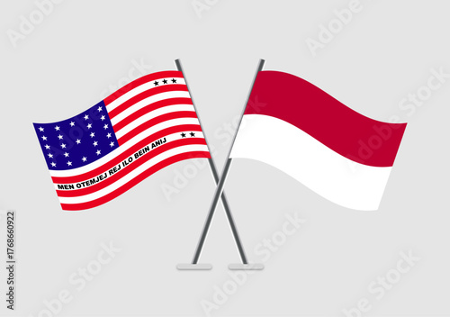Bikini Atoll and Indonesia vector flags art symbolizing unity