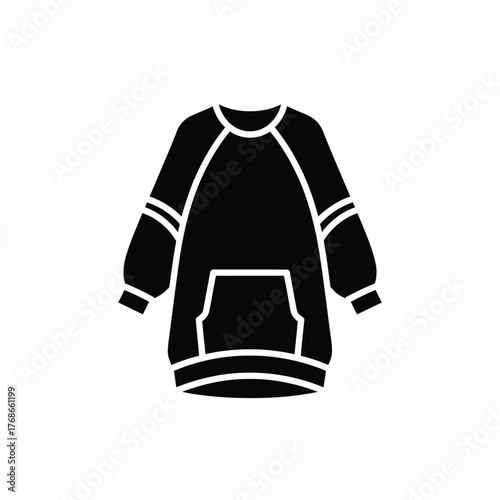 Black silhouette of a comfortable oversized hoodie dress with a large front pocket silhouette