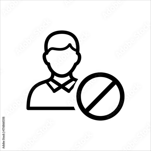 Icon representing a person with a prohibition sign