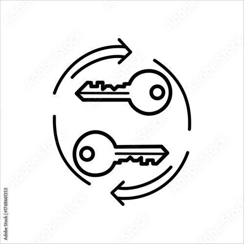 Two keys with circular arrow symbol