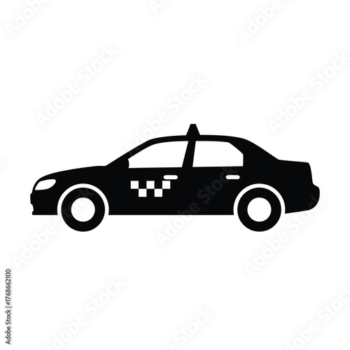 Classic black taxi cab silhouette side profile isolated graphic symbol silhouette