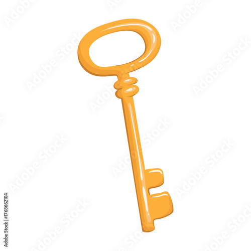 A golden key to happiness for a Valentine's Day collage. A festive vector element for weddings, bachelorette parties, personal diaries, and scrapbooks.
