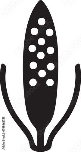 A silhouette style corn logo design icon vector illustration on a white background
