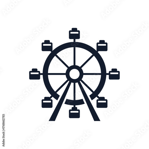 Iconic ferris wheel amusement ride symbol silhouette design silhouette