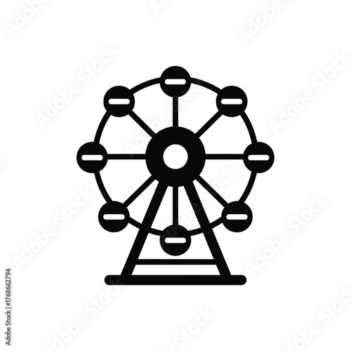 Simple outline icon of a ferris wheel amusement park ride for fun and entertainment silhouette