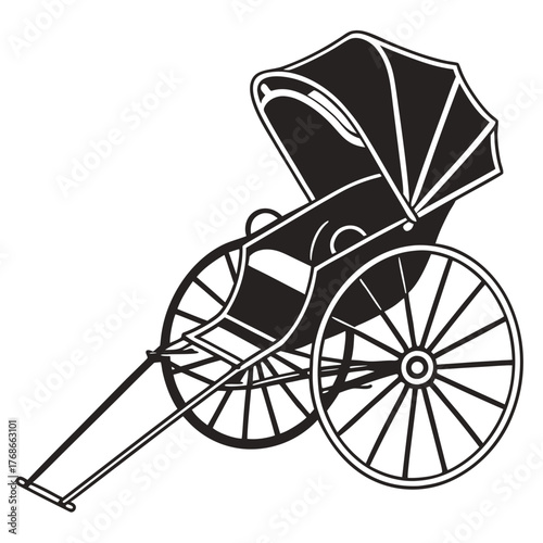 Black Silhouette of a Rickshaw Transportation Vehicle bicycle rickshaw pulled rickshaw