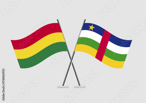 Bolivia and Central African Republic vector flags in crisp vector alignment