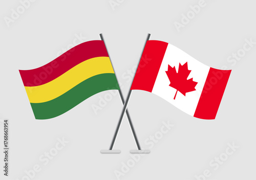 Bolivia and Canada vector flags in aesthetic crossed vector format
