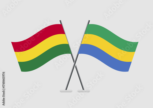 Bolivia and Gabon vector flags on display in abstract cross