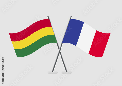 Bolivia and France vector flags artwork with geometric balance