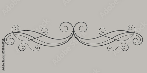 Elegant swirl divider with curls decorative vector design element isolated on a neutral background